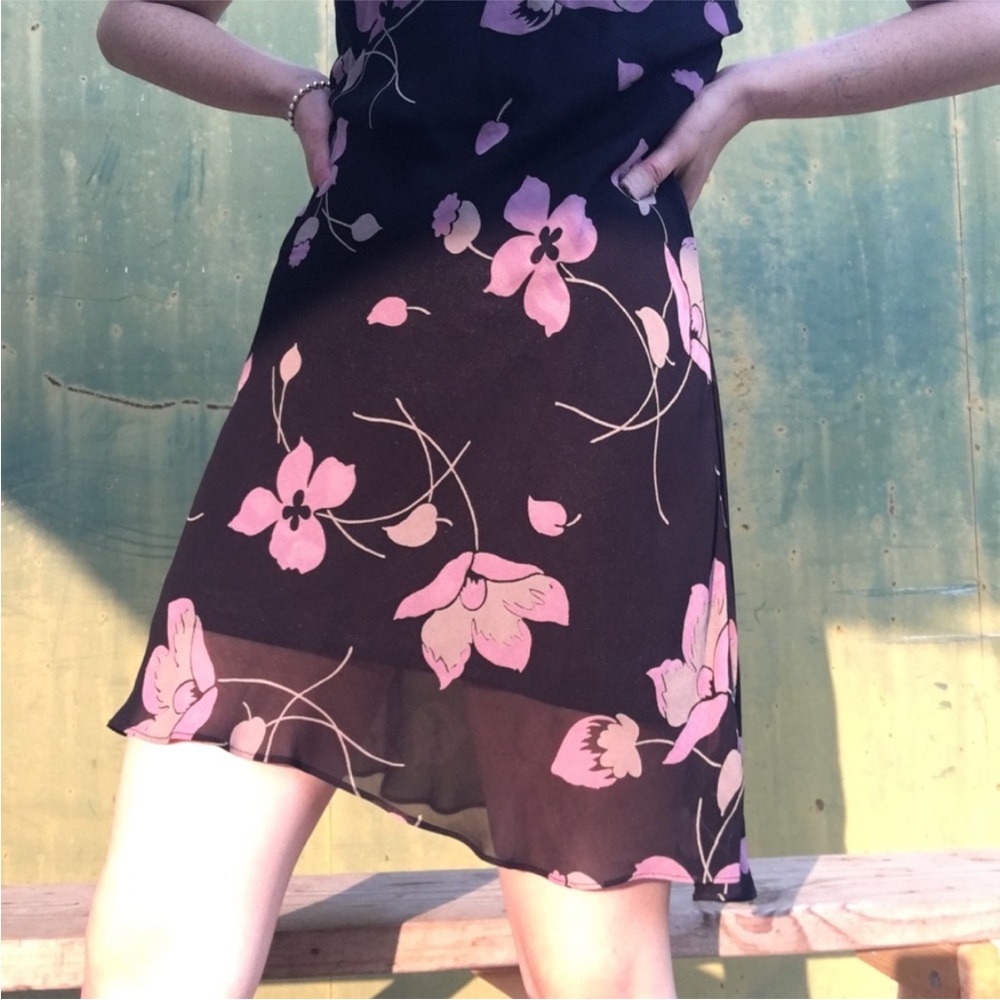 Vintage Boho Chic Y2K Betsey Johnson Black Sheer Floral WhimsiGoth Tank Dress! - Picture 4 of 6
